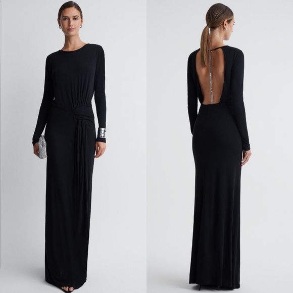 Reiss dora diamante bodycon long sleeve maxi dress FINAL PRICE NO OFFERS - Picture 3 of 10